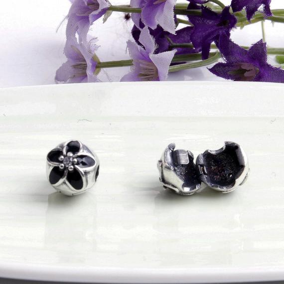 925 sterling silver Cherry blossoms Lock Clip Stopper beads, European Beads,fits most European charm bracelets bead charm bracelet