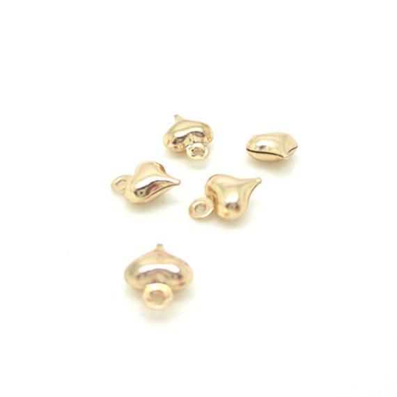 10pcs 24K Gold Color Plated  Tiny Heart Brass Charms Pendants Dangles Drops (#10001032)
