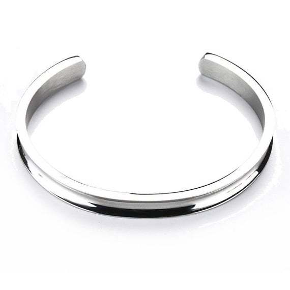 Titanium steel Blank Cuff Bangle Bracelet,Bracelet Blanks,High Quality C open bracelet.Couple bracelets, Groove width:4mm