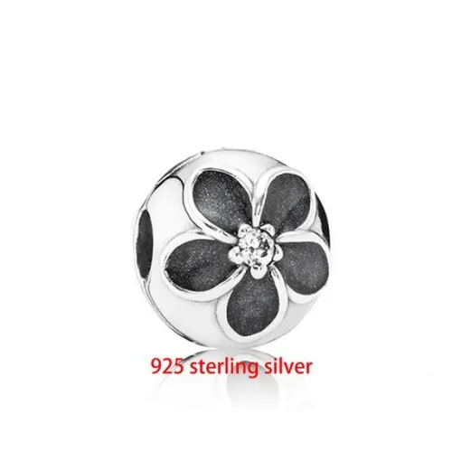 925 sterling silver Cherry blossoms Lock Clip Stopper beads, European Beads,fits most European charm bracelets bead charm bracelet