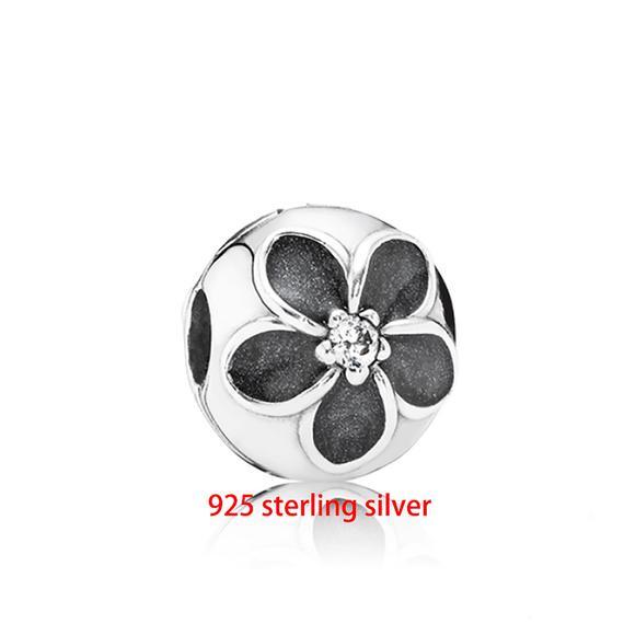 925 sterling silver Cherry blossoms Lock Clip Stopper beads, European Beads,fits most European charm bracelets bead charm bracelet