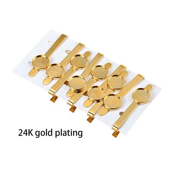 10pcs High Quality 24K gold plating or ectroplated Tie Clip with 16mm Round Bezel
