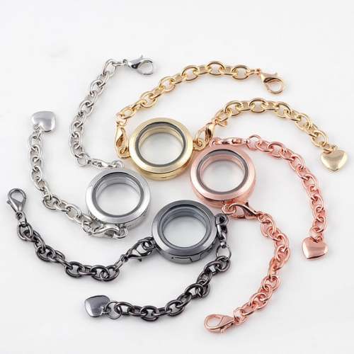  Round Floating Locket Bracelet / Round memory Locket Bracelet Wholesale (#50100320)
