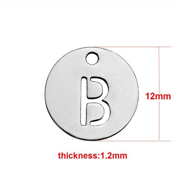 Titanium Steel Hollow Letter , Round Letters Charm, Capital Letters charm Stainless Steel Letter charm, Hollow Letter Pendant