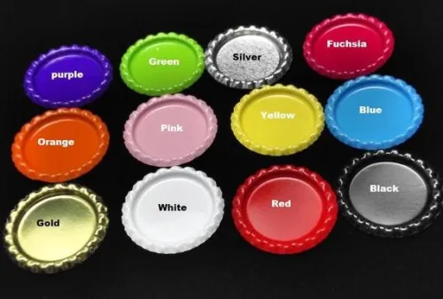 Colored Bottle Cap Kit - Flattened Flat Linerless Bottle Caps and 1 inch High Quality Clear Round Epoxy Stickers