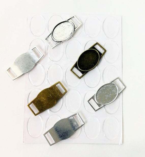 18 x 25mm Shoelace Charm Kits Oval Shoe Lace Charms with Epoxy Domes
