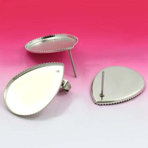 50pcs 13*18/18*25 Teardrop Stainless Steel bezel Earring Blanks /earring base, earring base settings with backs