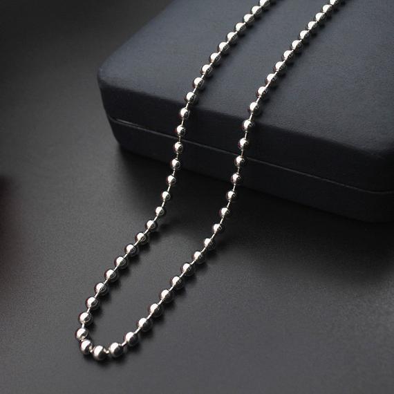 High quality, fine polishing process-Titanium Steel Bead Chain Necklace, 27  chain, 3.2mm chain, Sweater chain，silver bead chain