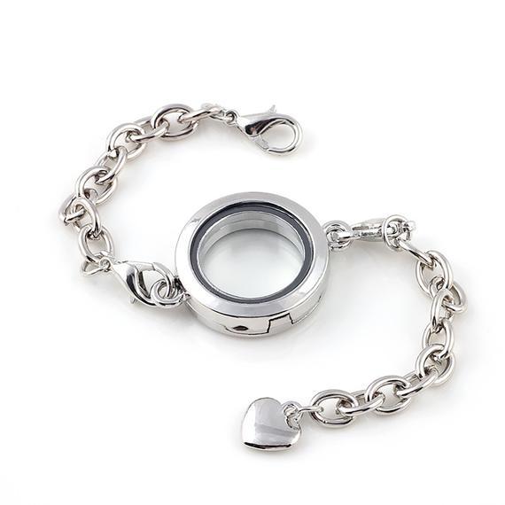  Round Floating Locket Bracelet / Round memory Locket Bracelet Wholesale (#50100320)