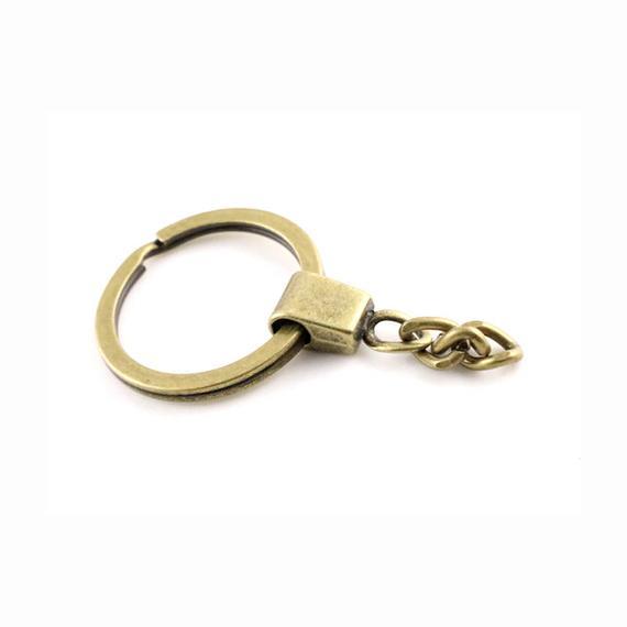 Key Ring ( Ring Size: 30mm ) Key Chain Rhodium And Bronze Plated 50mm Long Round Split Keychain Keyrings Wholesale