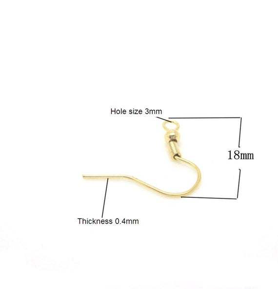 20pcs 24K Gold filled Brass Fish Hook with Spring & Bead for earrings(#10001021)