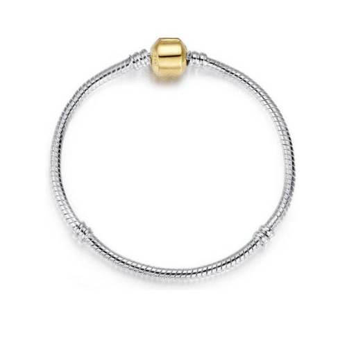 5pcs Silver European bracelet with Gold barrel clasp, Snake Chain Bracelet, European bracelet supplies