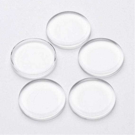 15% OFF 25mm Flat Clear Glass Tile -Bottle Caps - Clear Glass-Round Transparent Glass Cabochons, Blank Pendant Trays