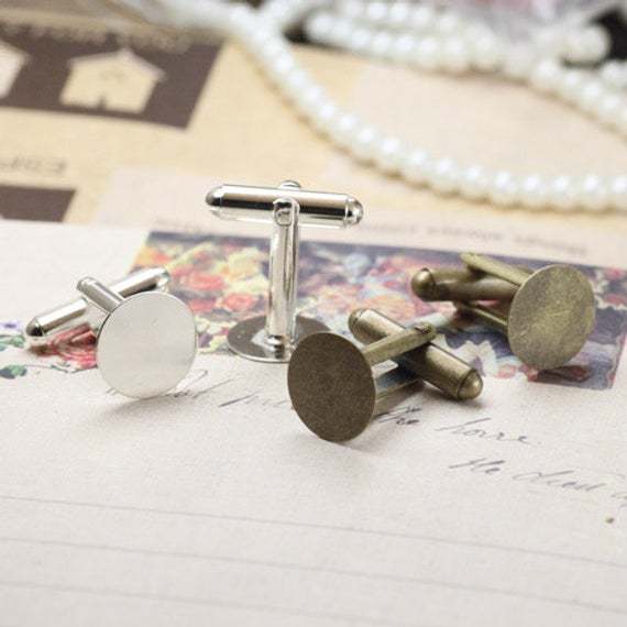 50pcs 12mm Flat pad French cufflinks blank, cufflink base, Brass Cufflinks Bezel Setting (3010361)