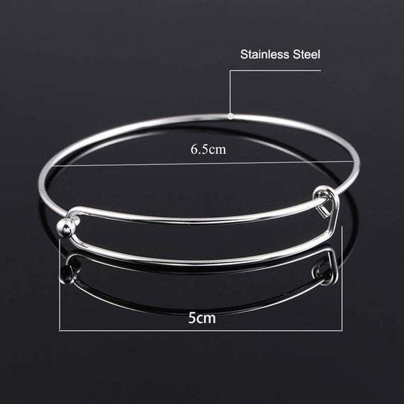 Charm Bangle Stainless Steel Bracelet Finding for Charms, Jewelry Making Supplies, Expandable Bracelets Bangle 65mm diameter