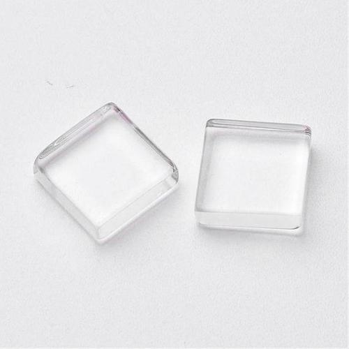 wholesale 8mm Clear Square Flat Back Acrylic Glass Domed Magnifying Cabochons For DIY Photo Pendant Tray Setting