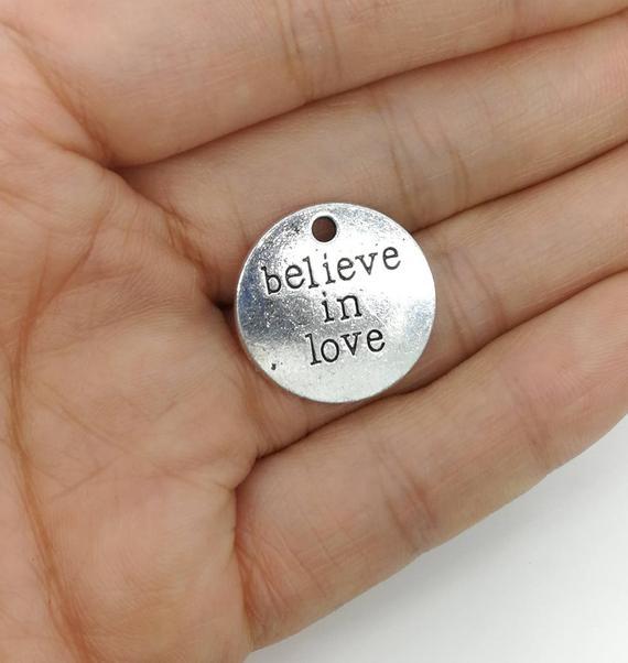 wholesale, Believe in Love Charms silver Tone Lovely Letter  Believe in Love  Charms Pendant 20mm