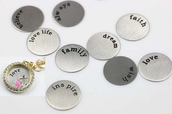Stainless steel Floating Locket Window Plate, 10 designs, Floating charms, Dia 22mm Fit for 30mm floating locket  5010049