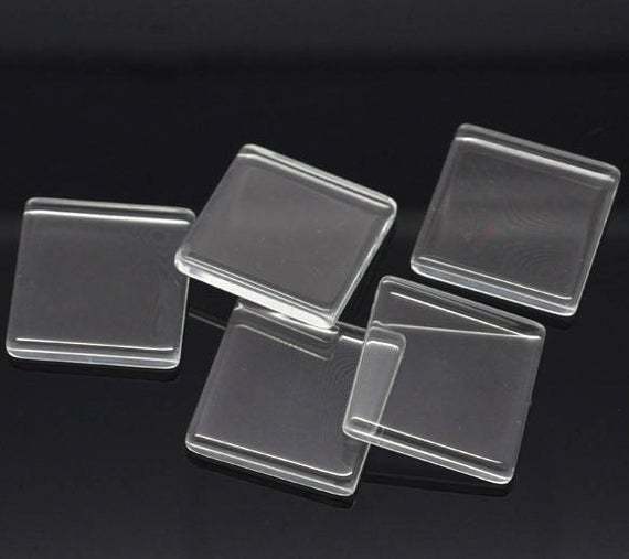 wholesale 12mm Clear Square Flat Back Acrylic Glass Domed Magnifying Cabochons For DIY Photo Pendant Tray Setting
