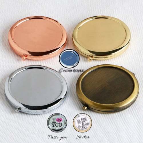 10kits 70mm Round Blank Pocket Mirror, Compact mirror blank, Engravable Pocket Mirrors ,Blank Compact Mirror