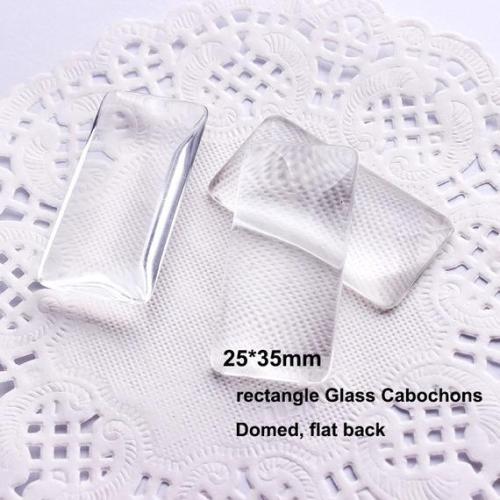 25*35mm Mini Rectangle Glass Cabochons - Rectangle Clear Glass - Glass Tile Pendant Inserts - Glass Cabochon for Pendant Tray Bezel Rings
