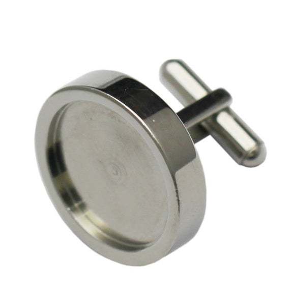 19.5mm Cufflinks Blanks High Quality DIY Jewelry Accessories Cabochon Men Cuff links for wedding gift-Titanium steel