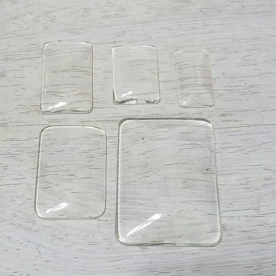 25*35mm Mini Rectangle Glass Cabochons - Rectangle Clear Glass - Glass Tile Pendant Inserts - Glass Cabochon for Pendant Tray Bezel Rings