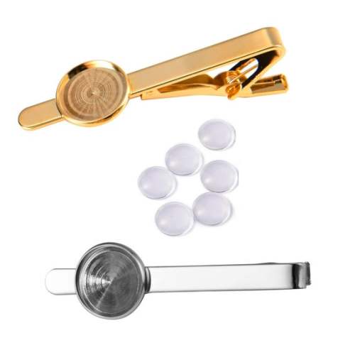 16mm Tie Clip Kits-10pcs High Quality  24K gold plating or ectroplated Tie Clip with 16mm Round Bezel plus 16mm Round Cabochons