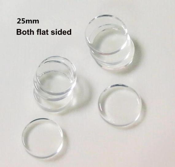 15% OFF 25mm Flat Clear Glass Tile -Bottle Caps - Clear Glass-Round Transparent Glass Cabochons, Blank Pendant Trays