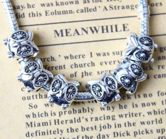 10pcs European beads,  Baby Owl Bead Charms, fits most European charm bracelets bead charm bracelet