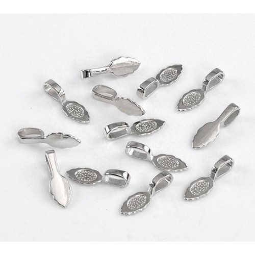 WHOLESALE Bails-100/200/500pcs Small Glue On Jewellery Bails Silver Plated Stick On Pendant Pad Settings, Jewellery Making Bails Findings