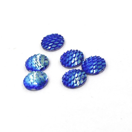 wholesale 12mm Blue Fish Scale Cabochons, Mermaid Cabochons