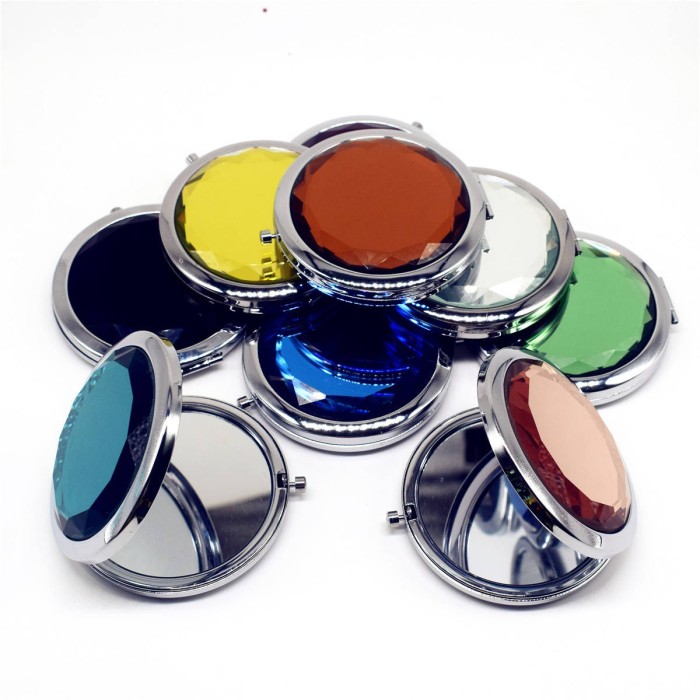 10 Kits 70mm Round Blank Pocket Mirror with 58mm Glass tile, Compact mirror blank, Engravable Pocket Mirrors M001,Multicolor