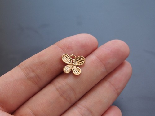 24K Gold PlatedBrass Butterfly Charm Pendant Spacer bracelet necklace loose bead (#10001004)