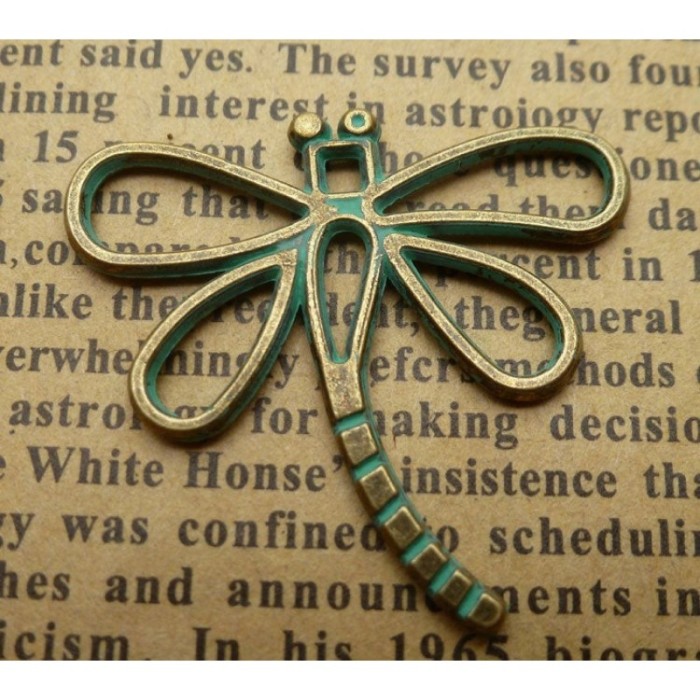 Dragonfly pendant , Nature Necklace,Verdigris Patina Brass Dragonfly pendant,50pcs/100pcs/200pcs