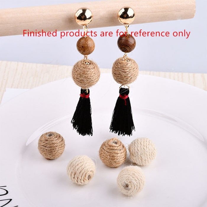 diy jewelry earring pendants accessory 50pcs/lot 16mm Linen hemp rope weaving fashion plastic handmade beads charms