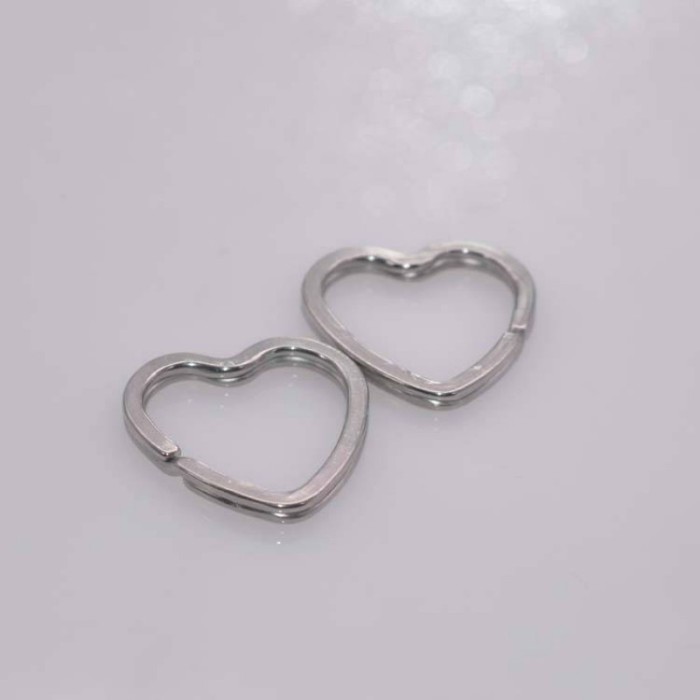 304 stainless steel-Silver Heart Key Ring Findings - Heart Key Chain Split Ring Key Ring - Bulk Lot Wholesale Keychain Findings Supply