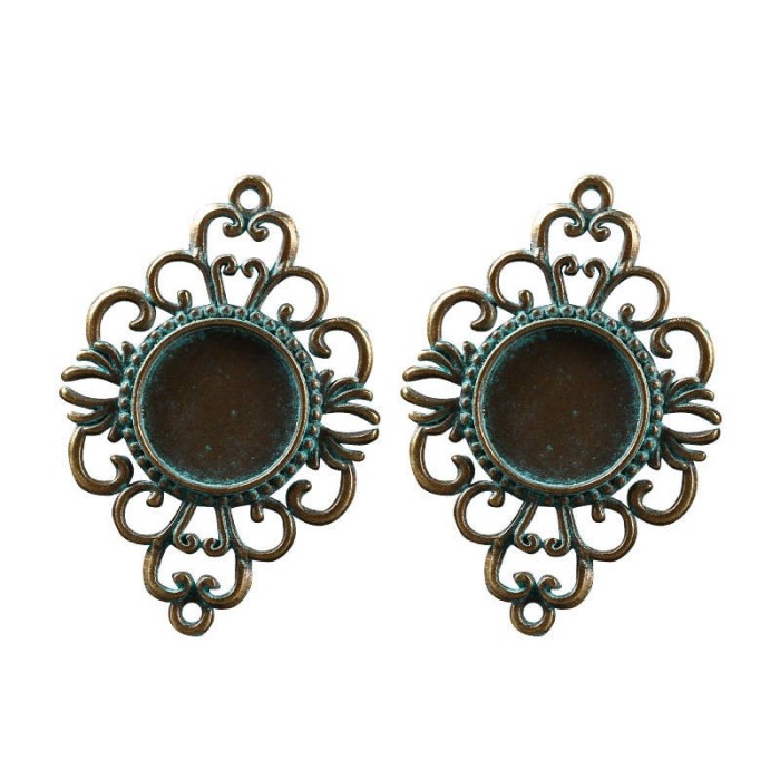 10PCS Verdigris Patina Plated Vintage Zinc Alloy flowers Pendants Charms for Necklace DIY Jewelry Findings,Verdigris Hair Pin
