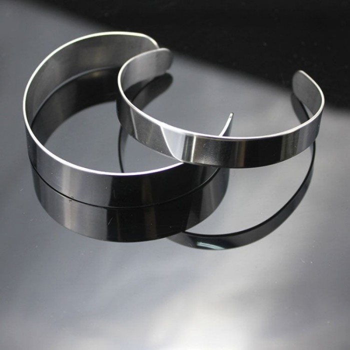 10 304 Stainless Steel Open Cuff Bangle, C Shape Cuff Silver Color Open Bracelet , Adjustable Cuff Bracelet,Leather bracelet accessories