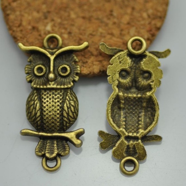 10pcs Antique Bronze Owl Charms Pendants Findings (#3010288)