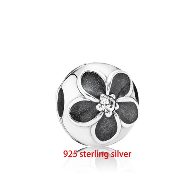925 sterling silver Cherry blossoms Lock Clip Stopper beads, European Beads,fits most European charm bracelets bead charm bracelet