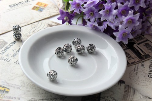 10pcs Heart Hollow European beads, Bead Charms, fits most European charm bracelets bead charm bracelet