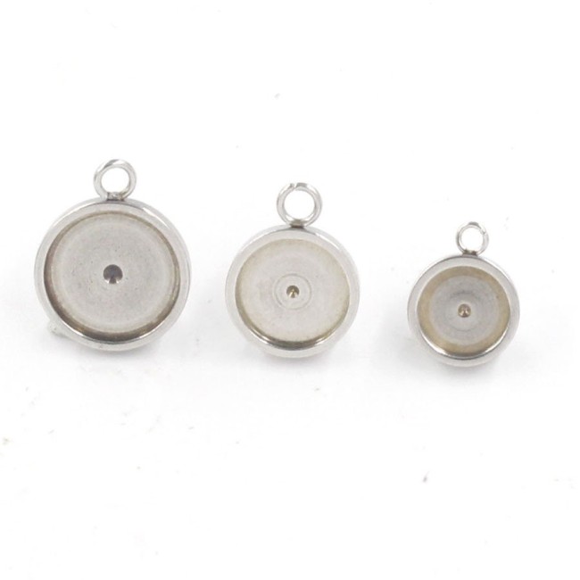 50pcs 6mm 8mm 10mm 12mm 18K gold vacuum plating Stainless steel Settings Base, Bezel Blank Base Setting, Round Cabochon Pendant Base