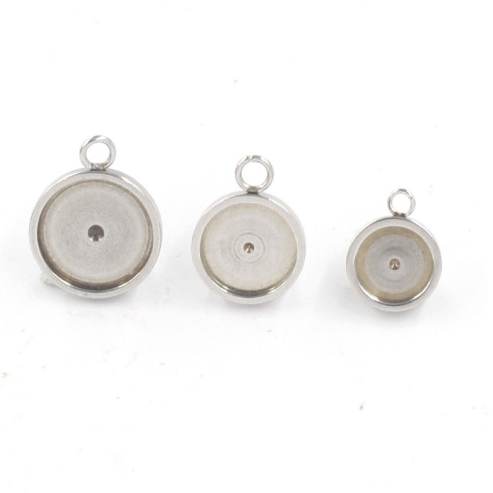 50pcs 6mm 8mm 10mm 12mm 18K gold vacuum plating Stainless steel Settings Base, Bezel Blank Base Setting, Round Cabochon Pendant Base