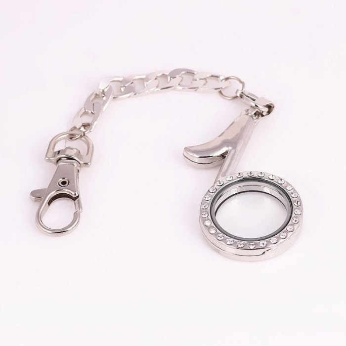 Musical Note Rhinestones Magnetic Glass Living Floating Charm Locket Pendant With Keychains, Wholesale floating lockets (#5010048)