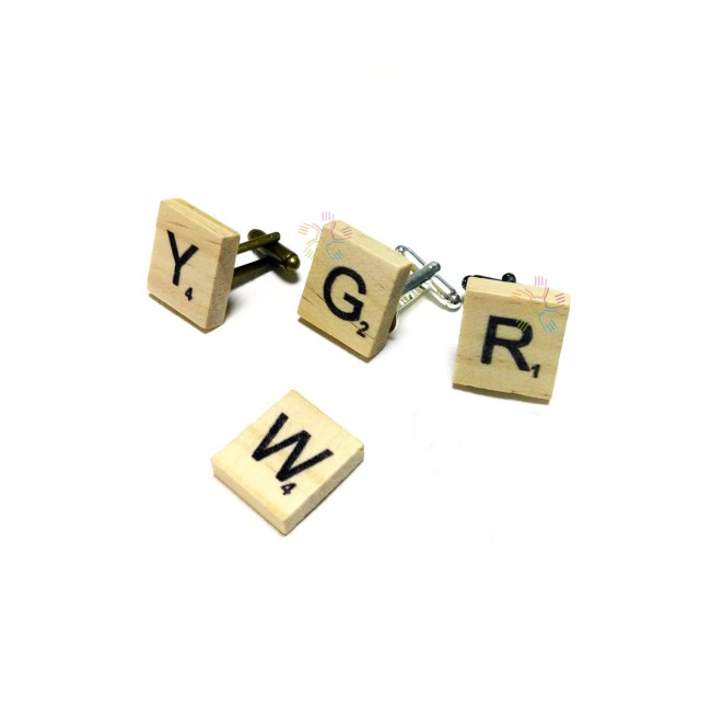 10sets DIY Cufflinks Blank Kits -Crafting Jewelry Wedding Favors Alphabet Cufflinks-Mini Scrabble Cuff Links Pair