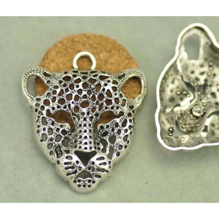 2pcs Antique Tibetan Silver Tone Huge Leopard Charm Statement Piece Charms (#3010080)