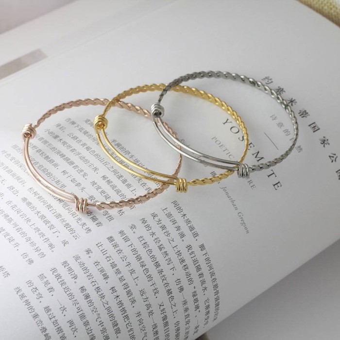 Titanium steel Adjustable Bangle Bracelet - Braided Bangle Bracelet, Expandable Titanium Steel Wire Bracelet