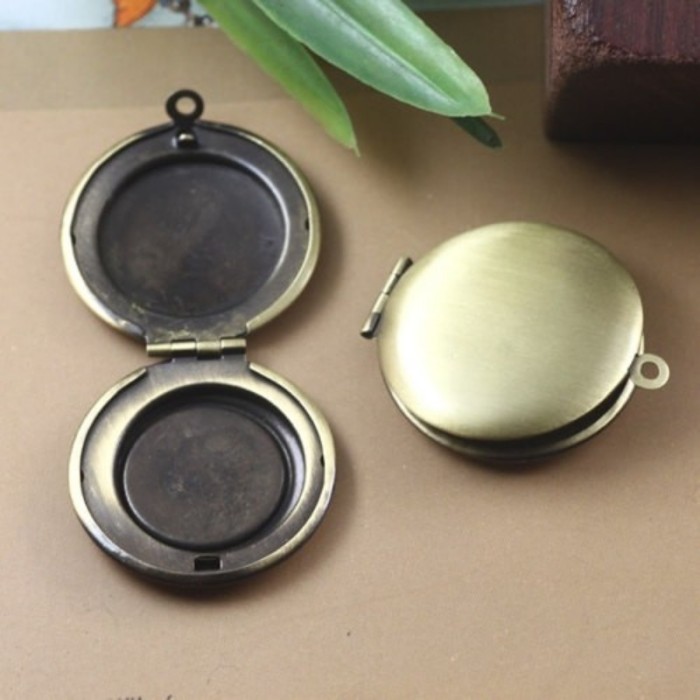 5PCS Round Antique bronze blank photo locket, 16mm cabochon setting photo locket pendant