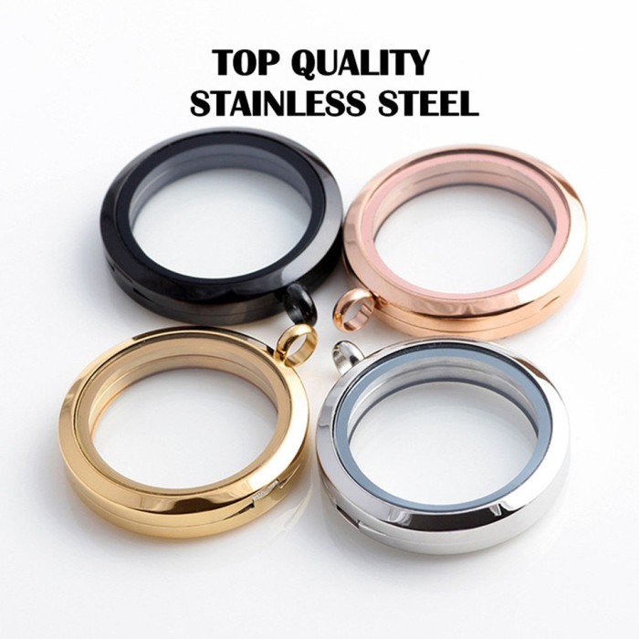 30mm Round Stainless Steel Floating charm Locket, Memory Glass Locket, Necklace Pendant, Wholesale floating lockets FL001